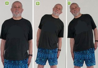 A man doing a sideways bend.